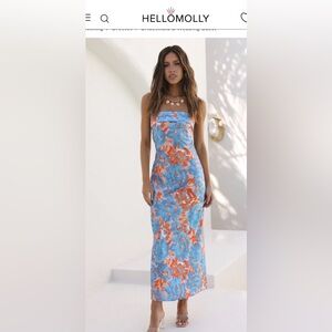 Hello Molly Strapless Blue and Orange Dress -NWT